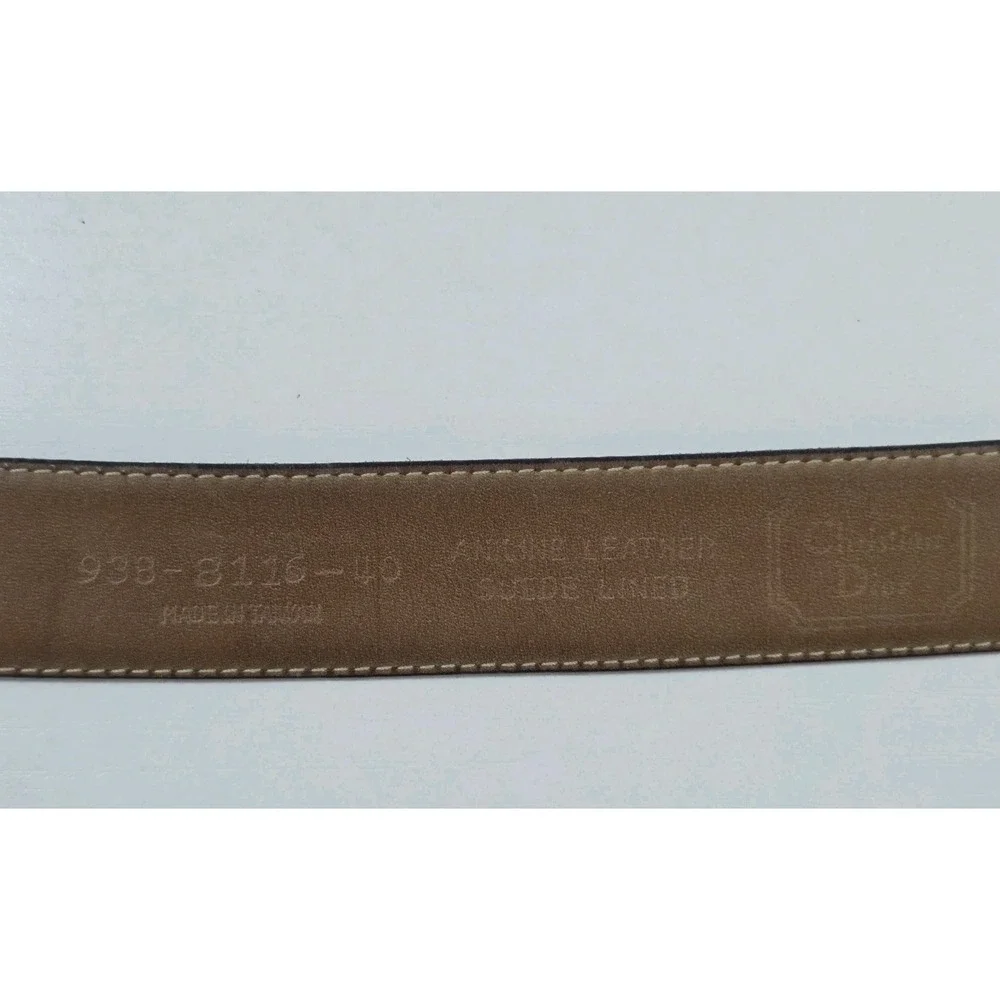 Vintage Stamped Christian Dior Aniline Leather Belt Brown 40 L, 1